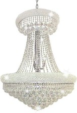 With Asfour Crystal Chrome Chandelier Foyer Dining Room 15 Light Fixture 32
