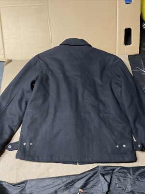 Old Navy Jacket Mens Large Black Full Zip Wool Blend Coat With