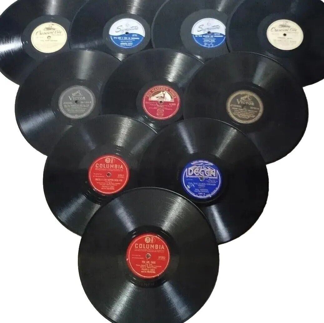 Random Lot of 10. 78 RPM Records Various Artists For Art Projects Or Decoration