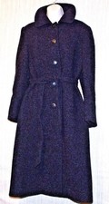 Delba Italy Baby Aplaca Tweed Black Blue Women Coat Size:46
