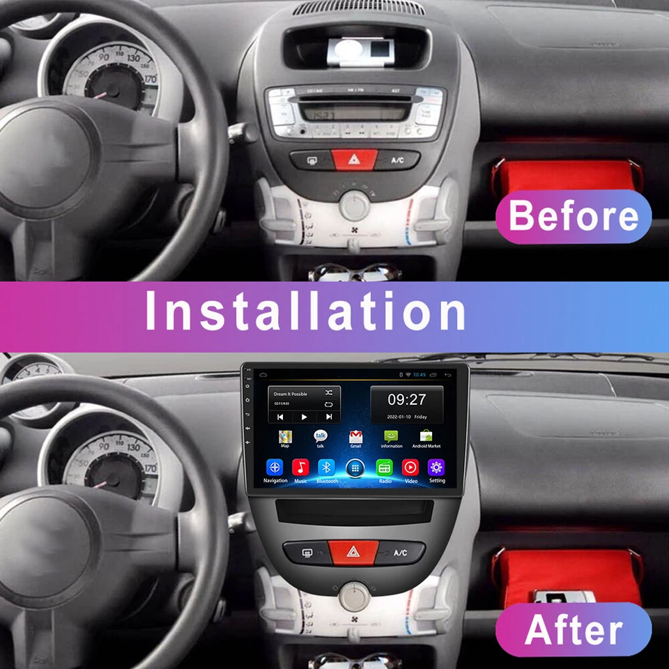 Für Citroën C1 Toyota Aygo Autoradio Android13 Carplay BT GPS Sat Nav DSP+Kamera - Bild 3 von 4