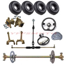 29" Go Kart Rear Live Axle Kit 6" Wheels Sprocket Hub Brake Assembly chain Disc