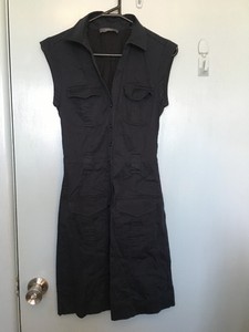 navy sleeveless shirt dress