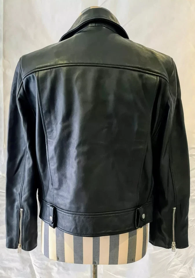 Bolongaro Trevor Black Leather Biker Jacket Size - Medium RRP £375 - Image 4 of 4