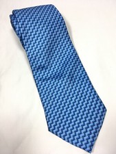 FIRENZE Neck Tie Pure Silk Blue Abstract Graphic Geometric 58" Length, 4" Wide