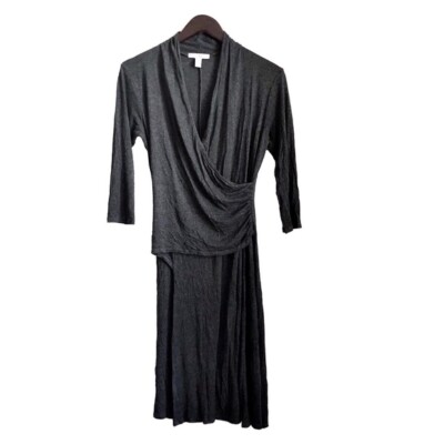 dark grey wrap dress Long Linen Wrap Dress main image 0