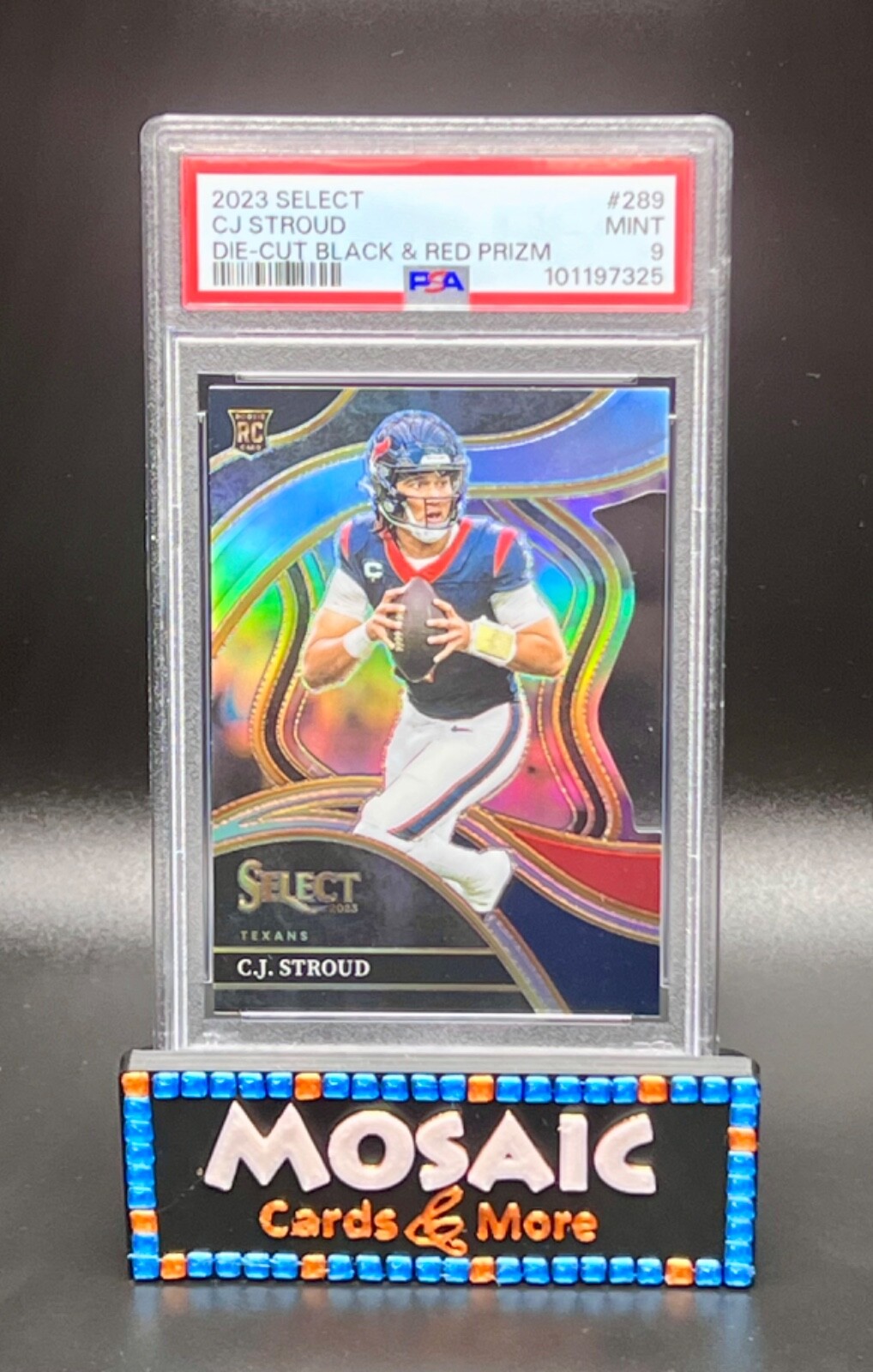 2023 PANINI SELECT DIE-CUT BLACK & RED PRIZM CJ STROUD ROOKIE RC PSA 9 MINT #289