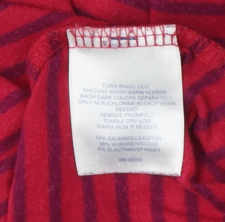 Lands' End Women's Red Mock Neck Striped T-Shirt M - Picture 3 of 12