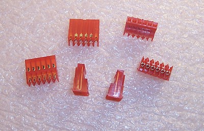 QTY (50) 6 POSITION R/A MTA-100 IDC RECEPTACLES 22AWG 2.54mm RED 640620-6 AMP