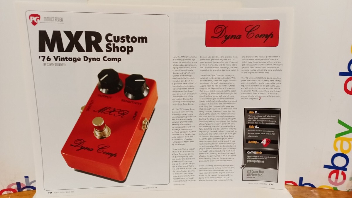 MXR CUSTOM SHOP DYNA COMP REVIEW FEATURE 2 PAGE REVIEW 11X17 