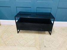 Made.com Kilby Compact TV Stand, Black Stain Mango Wood and Smoked Glass Rrp£399