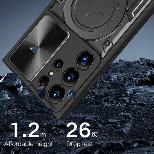 For Samsung S24 S23 S22 Ultra Armor Magnetic Slide Camera Ring Holder Case Cover - Picture 4 of 19