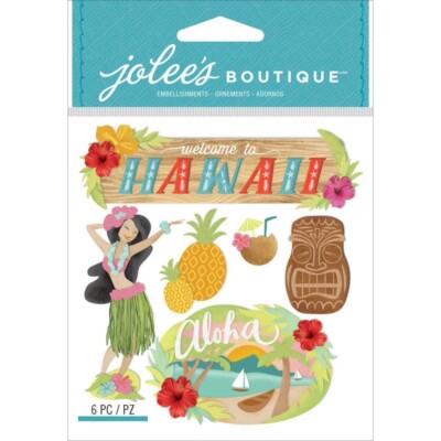 Jolee's 3D Stickers - Hawaii, Aloha, Pineapple, NEW