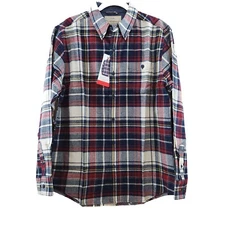Weatherproof Vintage Mens Medium Plaid 100% Cotton Flannel Shirt Button Down NWT