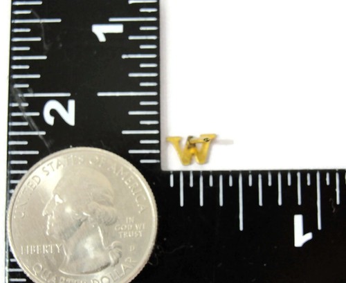 "M" W" Initial Round Classic 1/20 14K Gold Filled Neck Tie Pin Tack Lapel Di - Picture 6 of 8