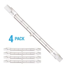 4 Pack Satco S3136 200T3Q/CL 118mm 200W 120V T3 Clear Bulb Recessed SC R7s Base