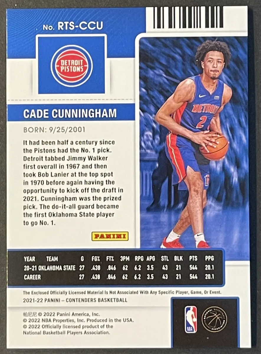 Cade Cunningham [2021-22 Panini Contenders] Rookie Ticket Patch #RTS-CCU  Pistons | eBay