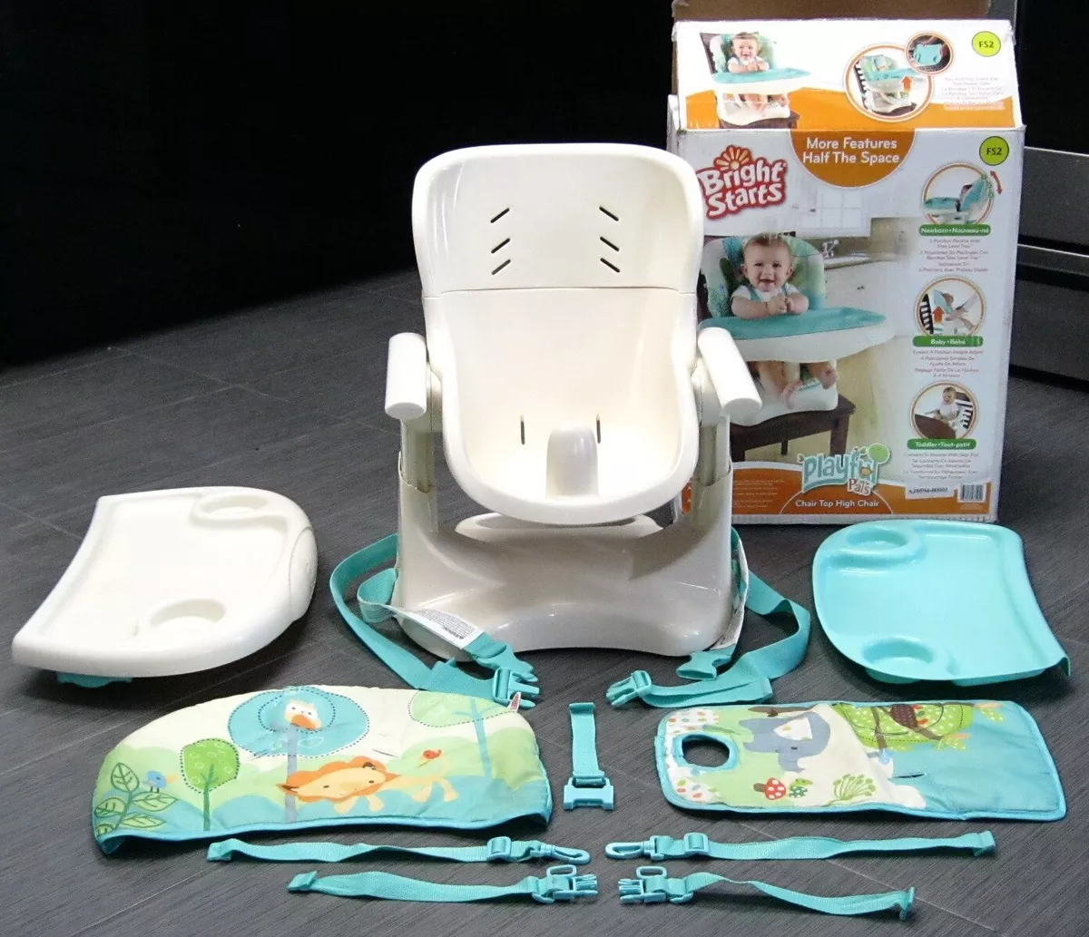 BRIGHT STARTS Playful Pals Newborn Baby Toddler High CHAIR Booster Recline  NICE