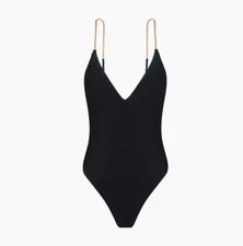 Vix Paula Hermanny Scoop Neck Chain Strap Solid Melody One-Piece Swimsuit Size S