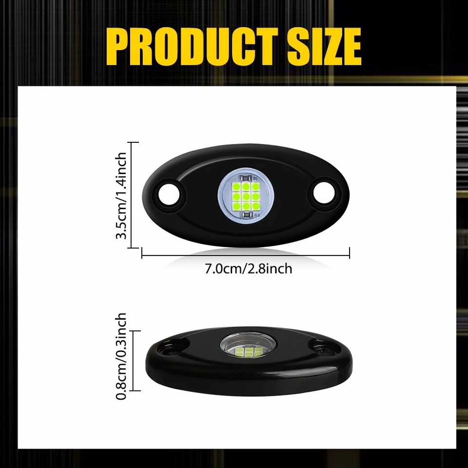 16X Waterproof LED Green Rock Lights Underglow Light Neon Decor For ATV UTV Car - Image 2 of 4
