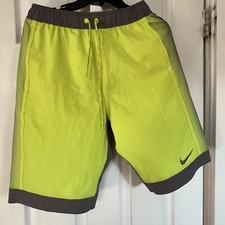 Nike Boys Swim Shorts Mesh Lined Volley Neon Yellow Volt Gray Size Small NWOT
