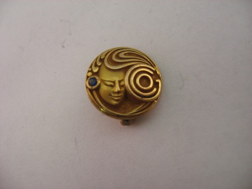 Stunningly Beautiful GCO Face & Hair Logo Blue Jewel Service Award Pin 10K GF