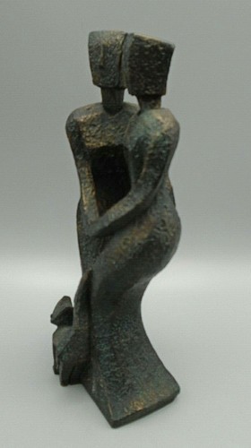 Collectible World Studios Bronze Color Sculpture Two People with Cat 7 3/4" 2003 - 第 2/7 張圖片