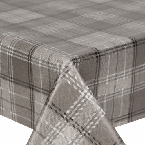 Tartan Tweed Woven Plaid Check Wipe Clean PVC Tablecloth Table Cover Vinyl - Picture 2 of 7