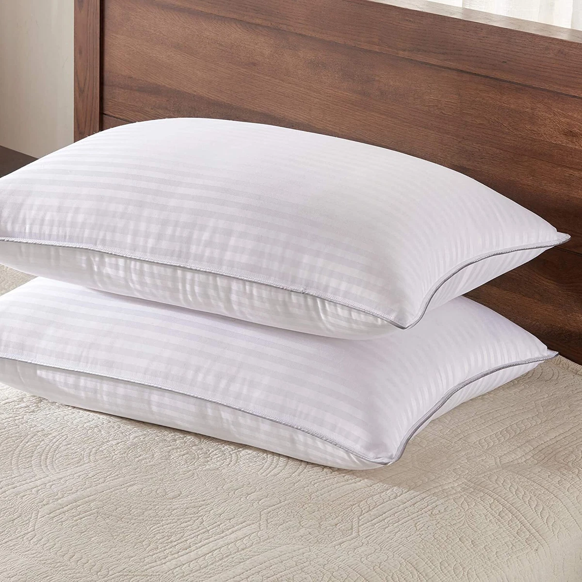 2 Pack Medium White Duck Feather & Down Bed Pillow - King - White