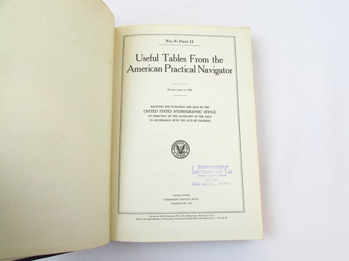 Useful Tables from the American Practical Navigator 1940 No. 9 Part II U.S. Navy - Picture 6 of 8