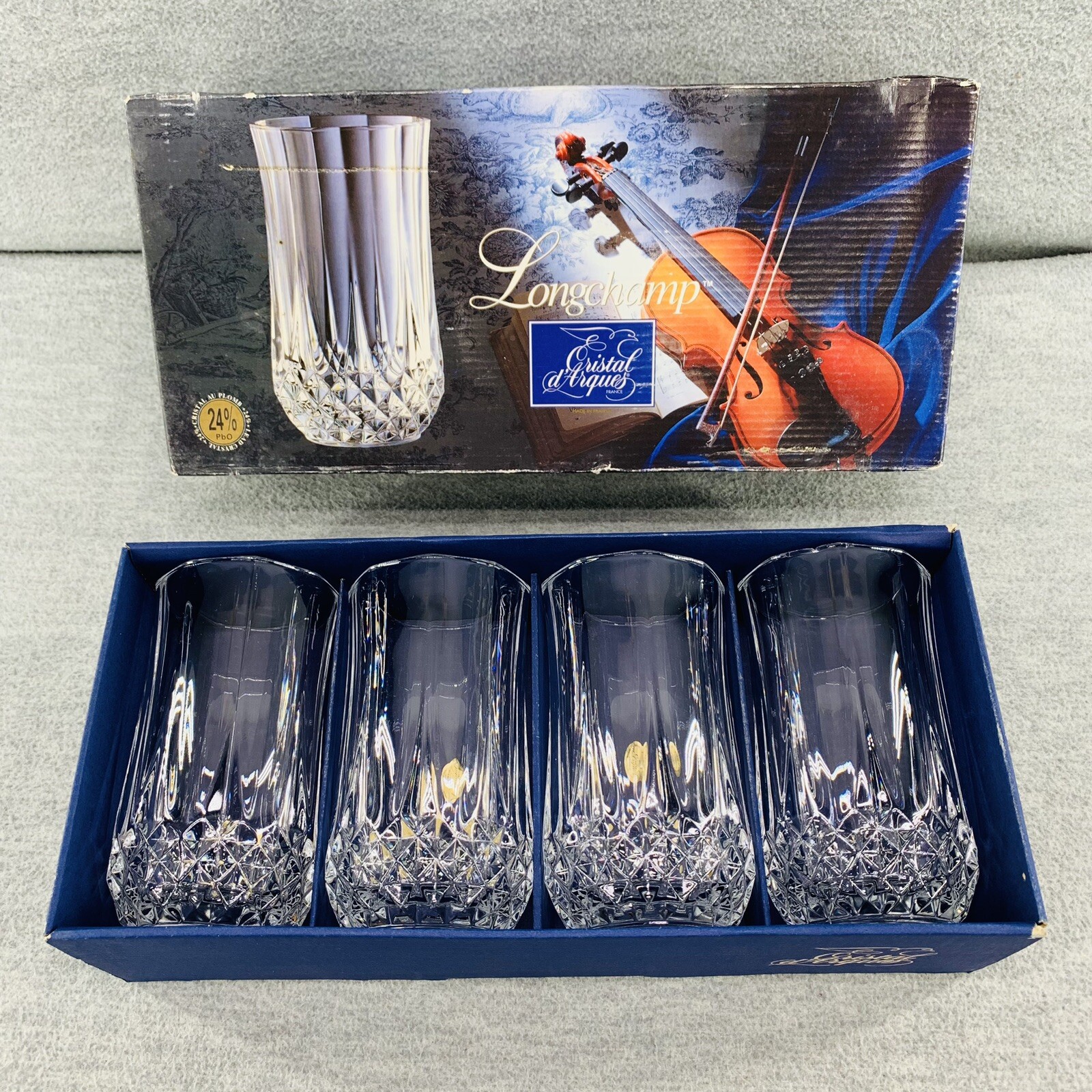 LONGCHAMP Cristal D'Arques 12 oz Highball Water Glasses Set Of 4 (ONE