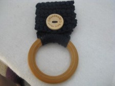 Crochet Kitchen Towel Wood Ring Holder   Gift Idea