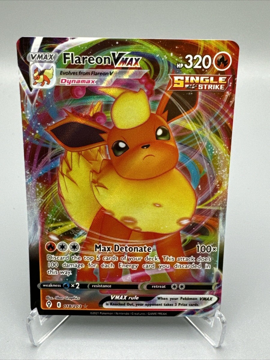 Pokemon Card Flareon VMAX 018/203 Pokemon w/ Protective Sleeve | eBay