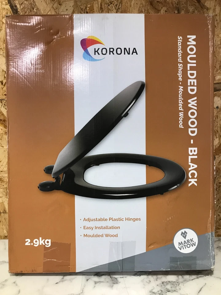 Korona TS100 Moulded Wood Toilet Seat White /Black - Image 2 of 4