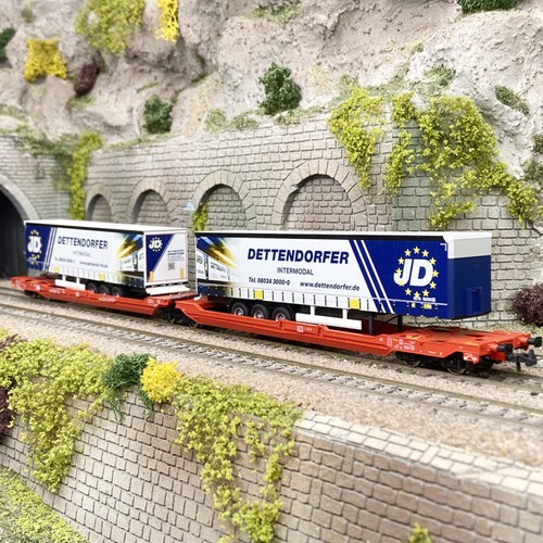 Wagon Miniature Marklin 47470 HO - Sdggmrss 738 Chargé Semi-remorque DB AG - Neuf
