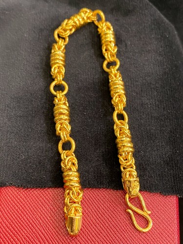 Classy Dubai Fatto a mano Unisex Link Bracciale In 916 Timbrato 22K Oro giallo - Foto 12 di 12