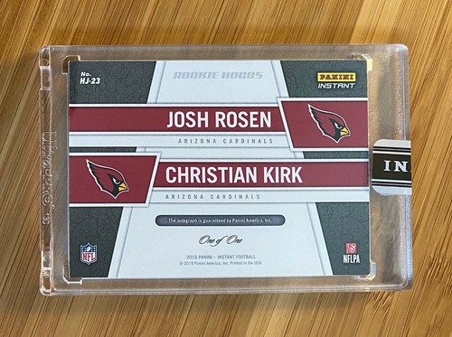 2018 Panini Instant Black Rookie Hoggs Autograph #1/1 Josh Rosen Christian Kirk - Picture 2 of 2