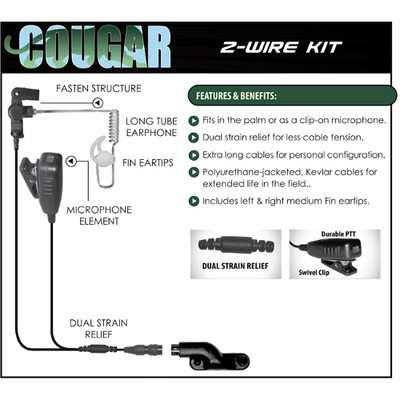 Earphone Connection COUGAR Quick Release Headset for Vertex VX Radios (See List)