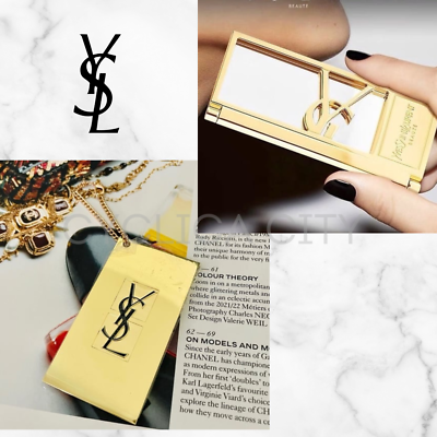 YSL Yves Saint Laurent BEAUTE Mirror Set of 2 Mirrors Gold Chain