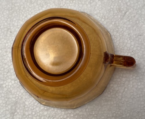 Two (2) Cambridge Decagon Amber Cups & Saucers - Picture 3 of 6