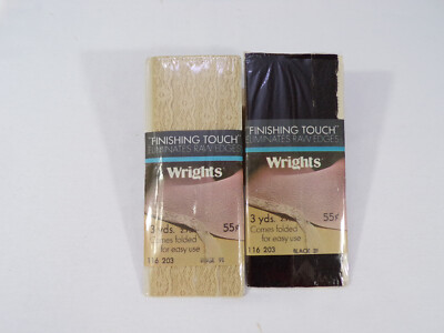 2 Vintage Wrights Nylon Fold Over Flexi-Lace Seam Binding 3/8'' 3 Yards  C25