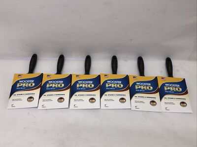 Lot Of (6) Wooster Pro 4  White Bristle Stain Flat Brush 100mm