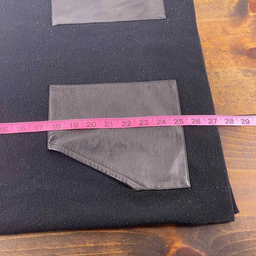J. Crew Merinowolle Leder Tasche schwarz Tunika schicker Pullover Damengröße Small - Bild 7 von 7