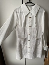 White dress size M gold buttons 