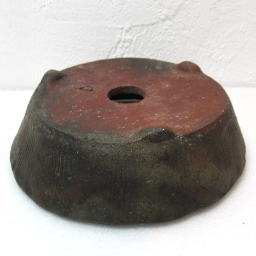 Japanese Art "MURYO" Wood-fired pottery bonsai pot 110mm. .Free shipping / za33 - Picture 5 of 9