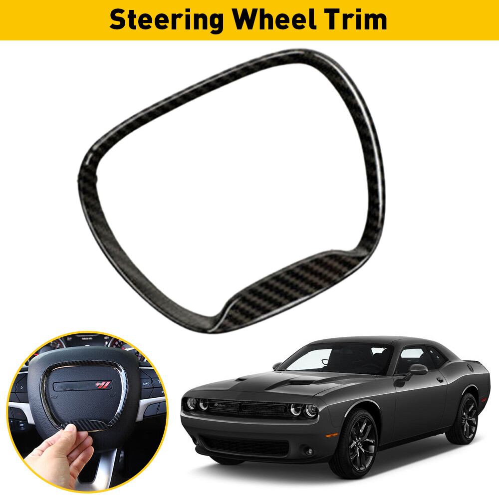 Carbon Fiber Steering Wheel Center Cover Trim For Dodge Challenger Charger Black