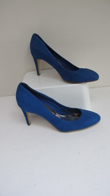 Size /40 NEXT Royal Blue Suede Court Shoes- Stiletto Heel- Slip On  VGC UK