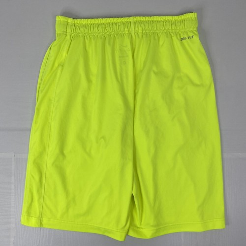 Nike Boys Active Shorts sz M Bright Green Dri Fit Elastic Waist Drawstring - Picture 3 of 11