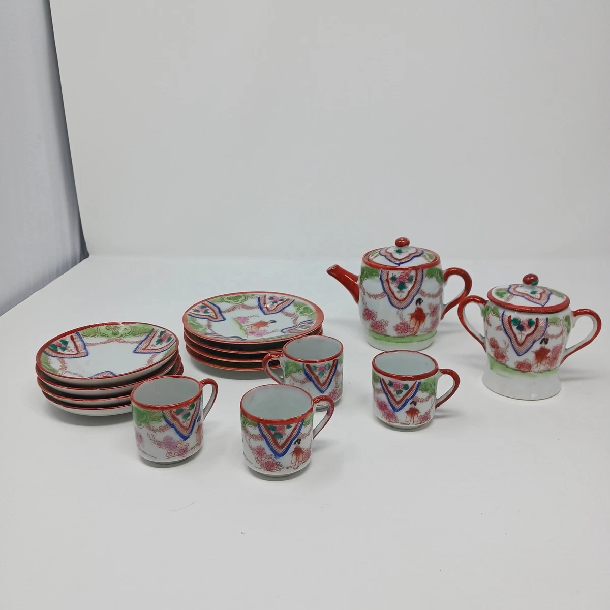 茶 Girls Tea Japanese Vintage Tea Set Geisha Girl | eBay