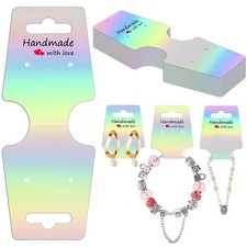 400 Pcs Holographic Jewelry Display Cards Sturdy Earring Bracelet Necklace Ho...